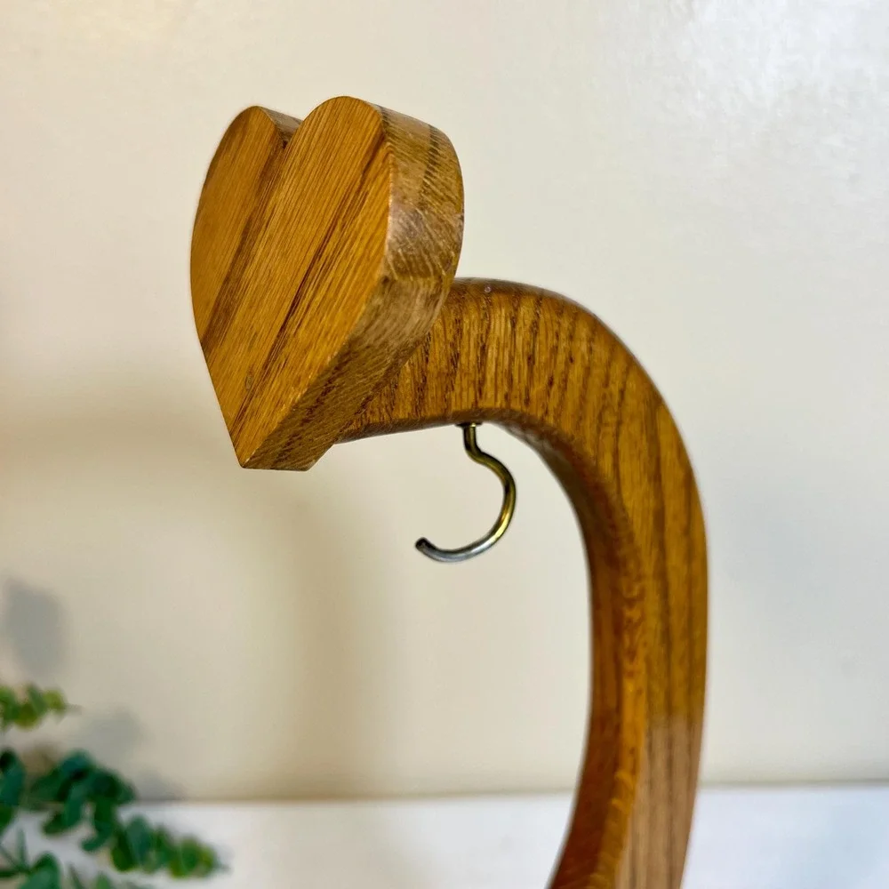 Vintage Hand-Crafted Heart Shaped Wood Banana Hook Holder